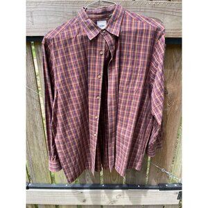 ROWM Mens Plaid Button-Down Shirt Long Sleeve Red & Blue Size XXL